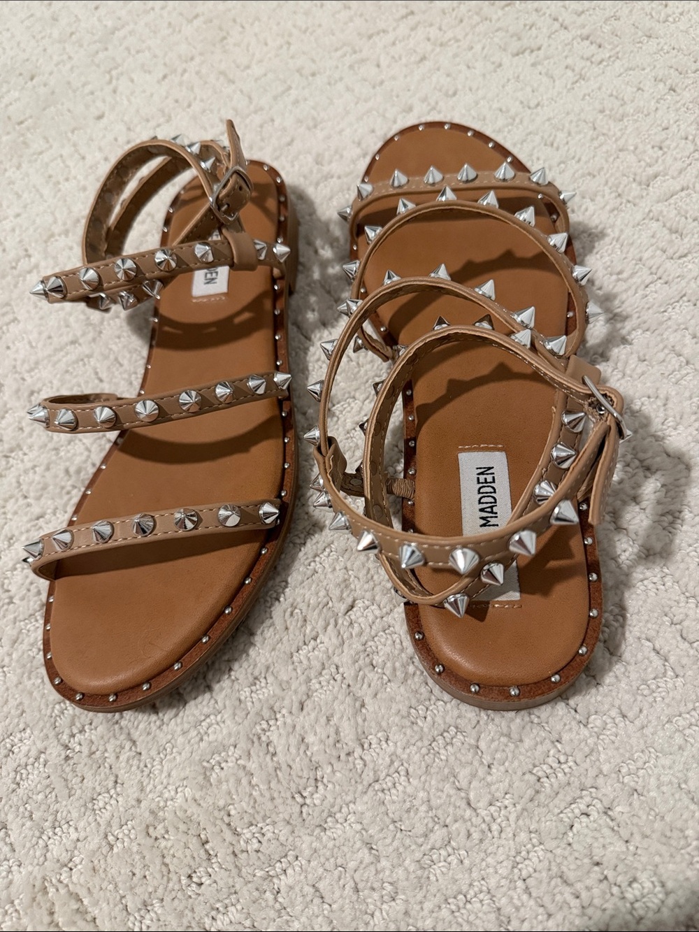 Steve Madden Tan Studded Strappy Sandals
